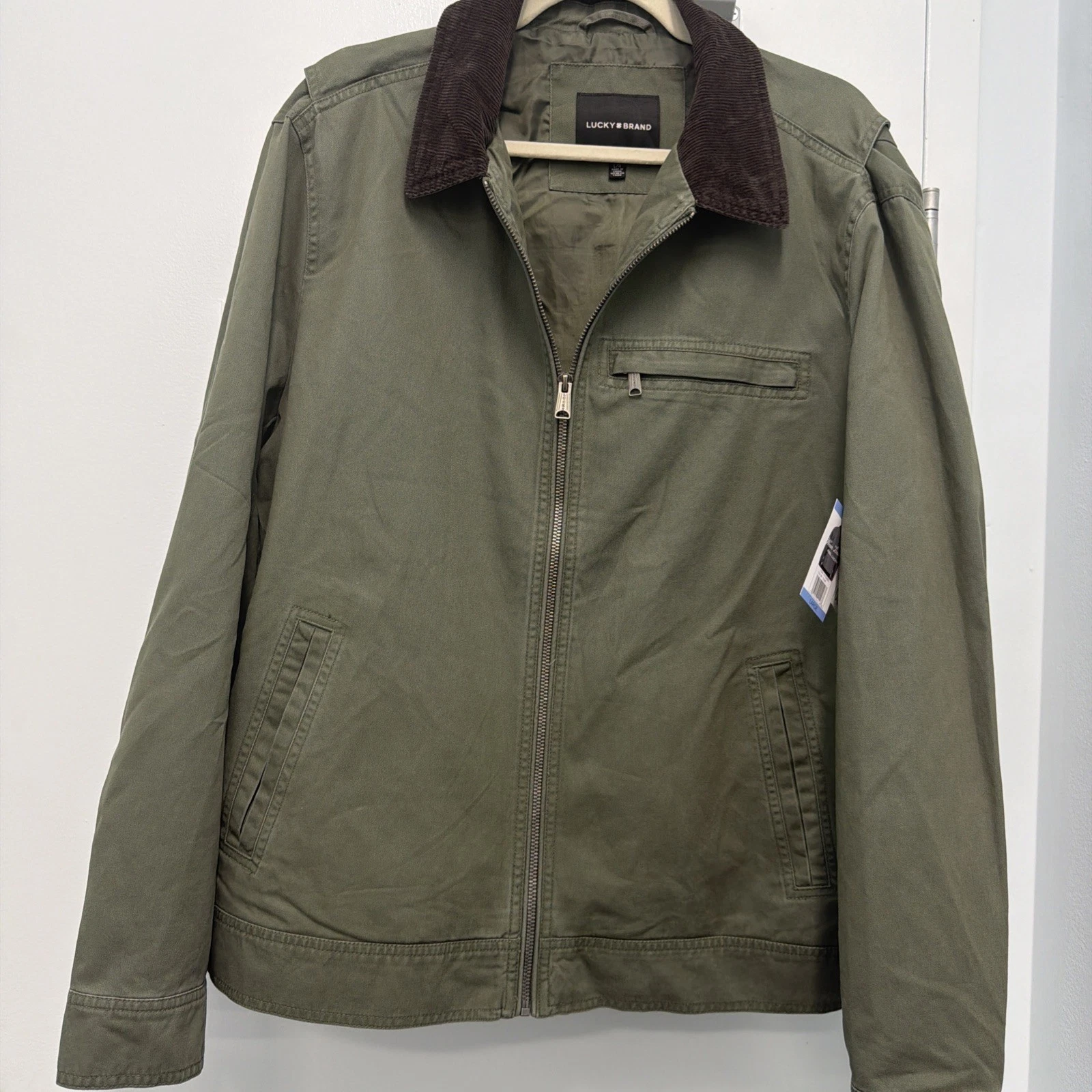 Men's L Green LUCKY BRAND FULL ZIP Bomber Jacket, 3-pockets, BRAND NEW WITH TAGS image 1