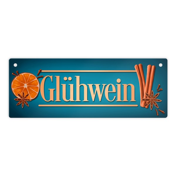 GlüHwein Metallschild L In 10,5X28Cm In Blau-image