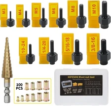 Rivet Nut Tool, Hand Nuts Riveter, Rivnut Tool with Metric and SAE, Rivet Nut