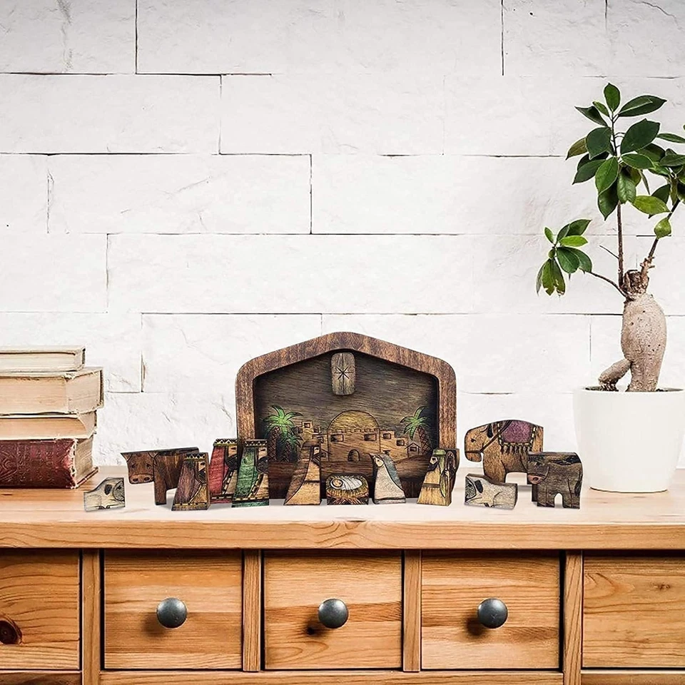 Estatua Puzzle Jesús Madera, Puzzle Natividad con Diseño Quemado Madera, Jesús Pu... Foto 3 de 4