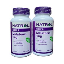 LOT OF 2 Natrol Melatonin 1 mg Sleeping Pills, 180 Tablets EXP 05/26