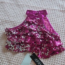 IEFIEL Girls Pink Sequin Dance Crop Top Size 8 US 8 UK 7-8Y EU 122-128cm