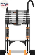 Telescoping Ladder,With Stable Hook and Stabilizer Barand,12.5 FT Extension Ladd
