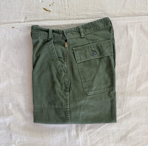 Vintage 50s US Army 13 Star OG-107 Side Zip Cotton Sateen Baker Pants 31x32