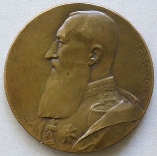 Leopold II. Medaille Bronze Relief Devreese 75 Jahre Unabhängigkeit Belgien 1905