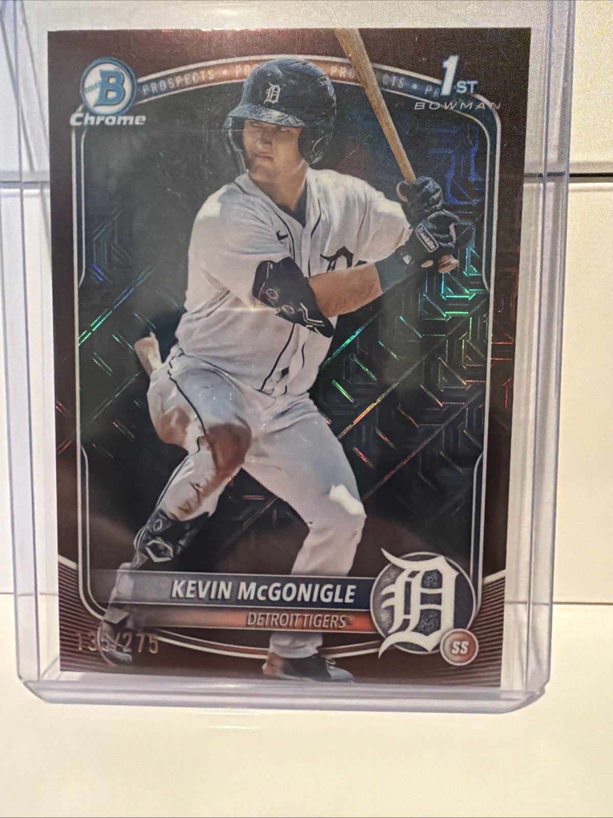2025 Bowman Kevin McGonigle Chrome Mega Burgundy Refractor 1st Prospect/275 SSP
