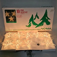 NOMA - Kurt Adler 10-Star String Light Set Vintage 1960's MCM Acrylic *1 Missing