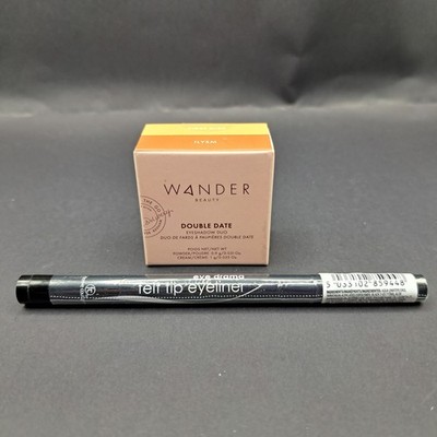 Wander Beauty Double Date Eyeshadow Duo FIRST KISS & ILYSM W/ Felt Tip Liner