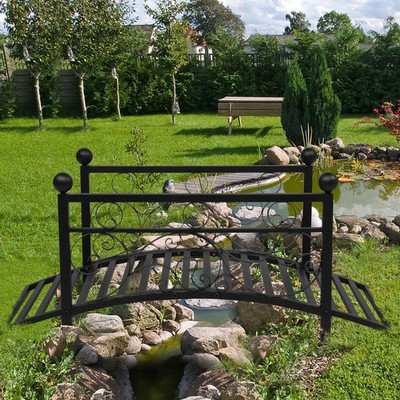 102L x 51W x 43H Classic Metal Garden Bridge Arc Footbridge with Safety Railings