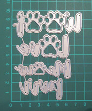 Dog & Cat Pawprint Words Metal Die / Woof Love Meow Purr Cutting Die Cutter