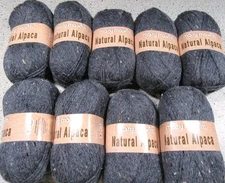 Lot of 9 Mary Maxim Natural Alpaca Yarn Tweed  Blue Stone skeins 100 gm 3.5 oz