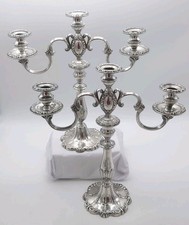 Mueck-Carey Co. Pair Rochambeau Pattern Sterling Silver Convertible Candelabra