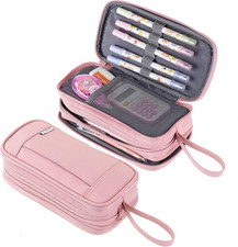 Large Capacity Pencil Case Zipper Pencil Purse 3 Compartment Pencil Pouch Office