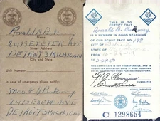 Vintage Cub Scout Membership Card With Boy Scouts Sleeve Detroit Michigan
