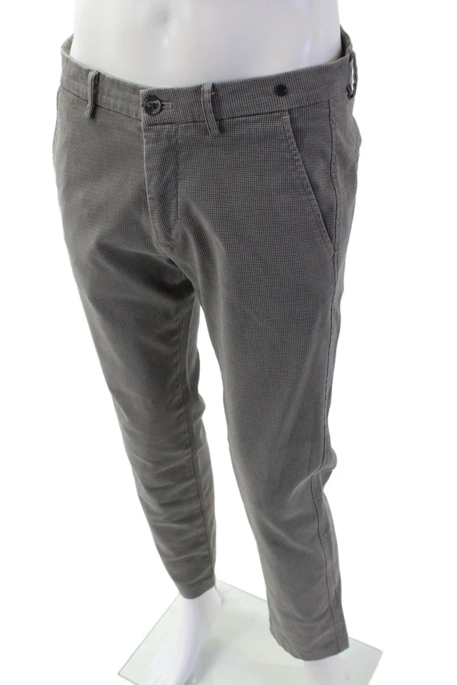 Pantalones de vestir grises de pierna recta con cierre de botones delantero plano con cierre de botones Masons para hombre talla 48 Foto 2 de 4