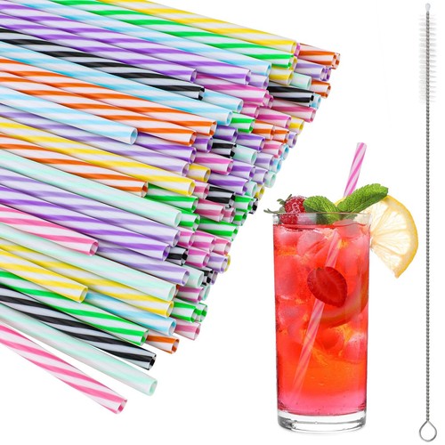 12 Pailles En Plastique Réutilisables Colorées Pour Enfants - Idéal Pour Anniversaire, Fête, Pique-nique - Design Mignon Et Sécurité