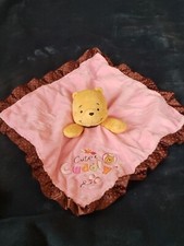 WINNIE the POOH Pink  Brown LOVEY SECURITY BLANKET Disney Baby Cute  Cuddly