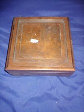 small dark oak hinge top needlework display box