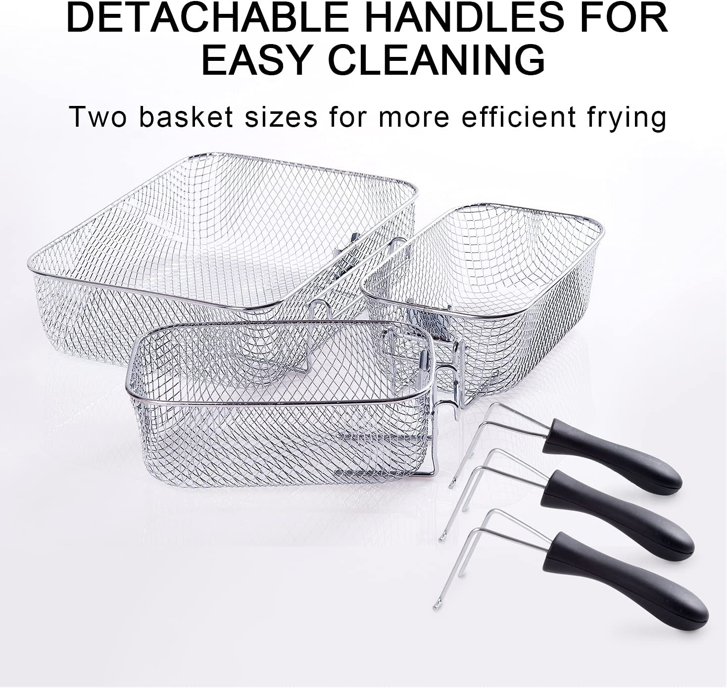 1700-Watt Stainless-Steel Triple Basket Electric Deep Fryer with Timer Free Extr