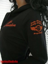 Image of Small nwt Woman's HARLEY DAVIDSON Script Embroidered Full Zip Hoodie Sweatshirt