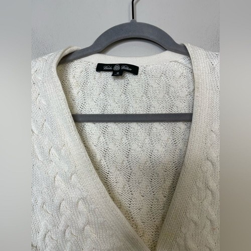 Brooks Brothers Women’s Cotton Cable Knit Cardigan in White M Preppy Equestrian - Picture 2 of 10