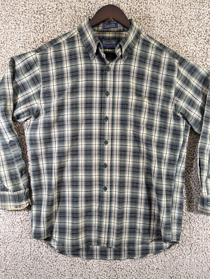 Pendleton Flannel Shirt Men's Large Wool Plaid Long Sleeve Button Down Read Desc