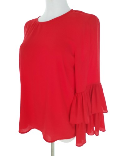 Vero moda T. S Rojo Blusa Manga 3/4 Volante - Imagen 2 de 5
