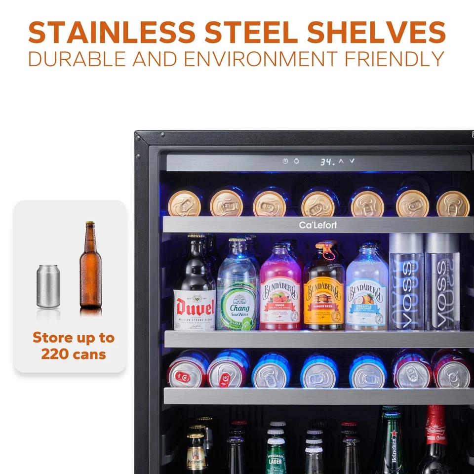 24" Ca'Lefort Beverage Refrigerator Cooler 180 Cans 34°F -54°F For Home/Kitchen - Image 3 of 4