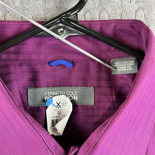 "Kenneth Cole New With Tags" Candy Fuchsia Button Up Classy Men’s shirt (34-35) - Picture 7 of 7