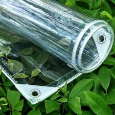 16oz Clear Waterproof Tarps 14mil Clear Tarps Vinyl w/Grommets for Patio Pavilio