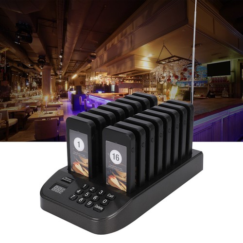 Calling Pager System Digital Red Restaurant Coaster Pagers x 16+1 Transmitter IN - Photo 4/23