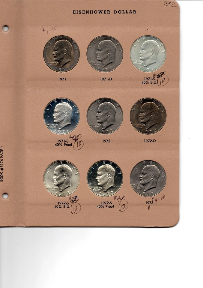 1971 - 1978 COMPLETE EISENHOWER IKE DOLLAR SET D P S PROOFS AND SILVER 32 COINS - Image 2 of 4