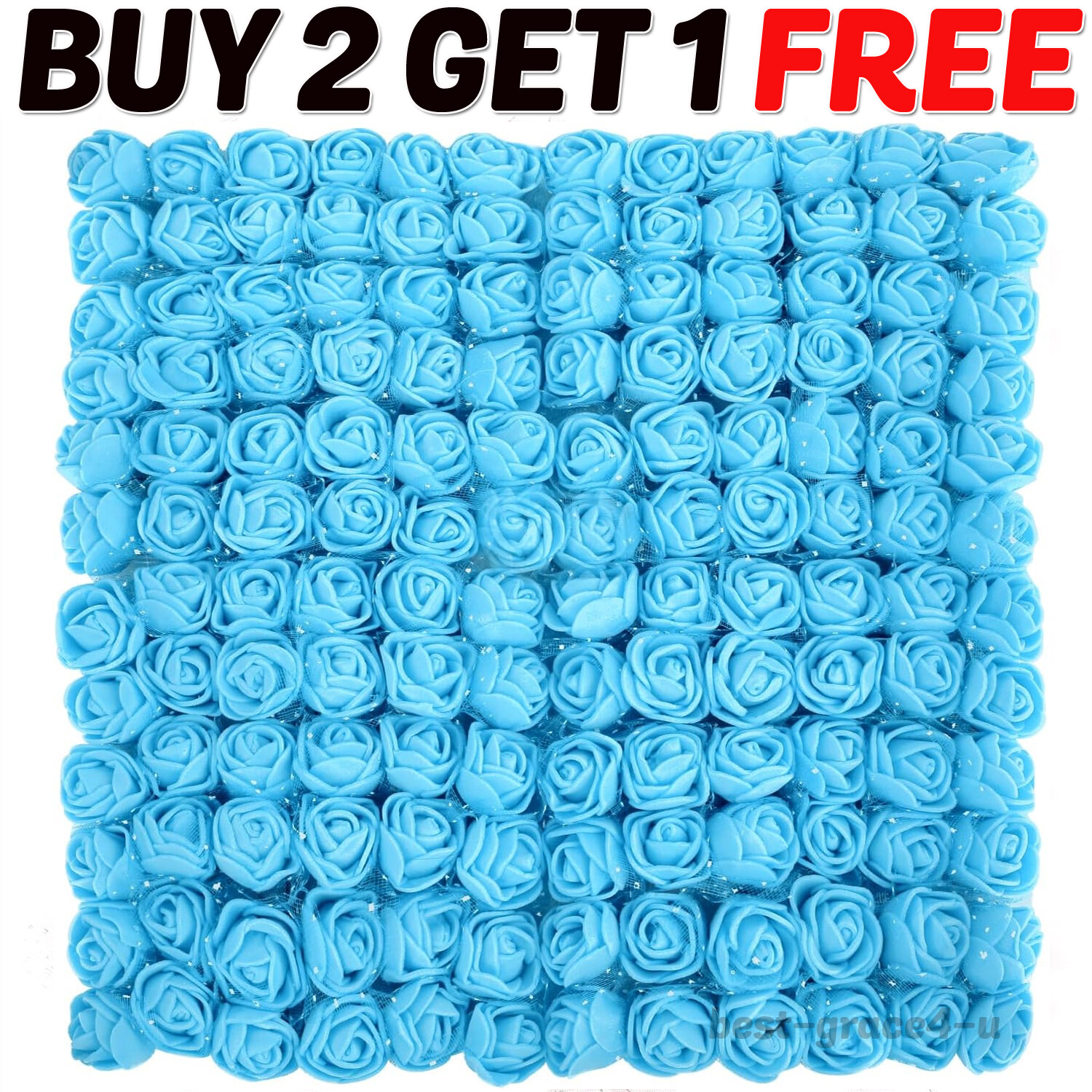 144Pcs 2.5cm Artificial Flowers Mini Foam Roses with Stem Wedding