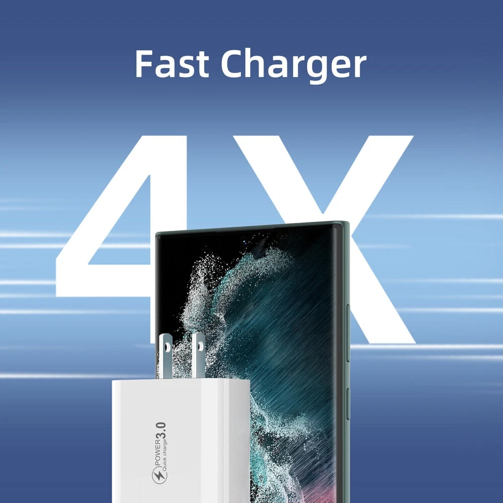 4-Port USB & USB-C Fast Charging Travel Adapter 2-Pack - USA  