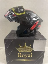 Royal Motorcycle Full Face Modular DOT Approved Helmet Red Black Size XXL  63-64