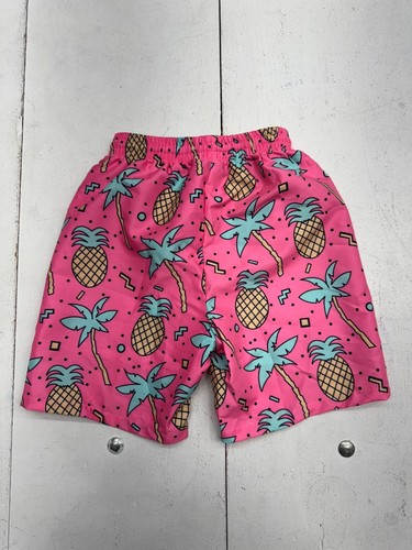 Shein Pink Pineapple Print Drawstring Swim Trunks Boys Size 8Y - Picture 2 of 5
