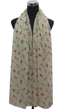Beige Bird Print Women's Infinity Scarf/Long Scarf Shawl Lightweight