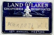 c1930 Land O Lakes Creameries 13th Annual Meeting Embossed Foiled Name Badge