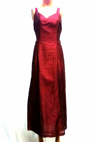 Size10 Vintage Dana Buchman Silk Currant Red Evening Gown Sheer Silk Cover B91 - Picture 5 of 12