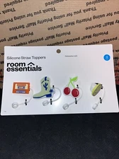 4pk Tape/Boot/Cherry/Smile Straw Covers - Room Essentials Silicone Drinkware