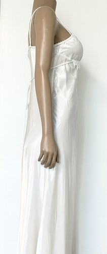 Vintage Barbizon White Satin Long Slip Night Dress Lacy Small Bias Cut Wedding - 第 7/10 張圖片