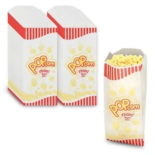 MT Products 1 oz Small Carnival Paper Popcorn Bags 8" x 3.5" - Pack of 100