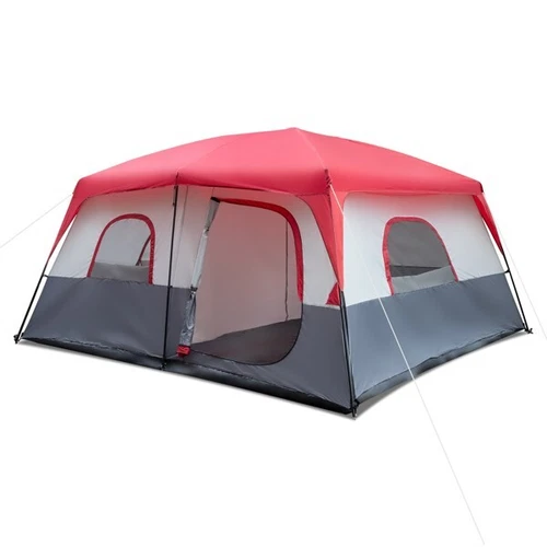 Polyester Fiberglass Poles Can Accommodate 14 People Camping Tent Red - Picture 2 of 19