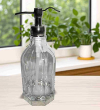 Hotel Balfour Bathroom Soap Dispenser - Clear Glass Octagon - NEW