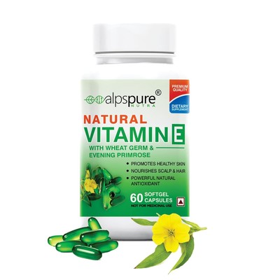 Alpspure Nutra Natural Vitamin E Capsules, Pack Of 60 Softgel Capsules