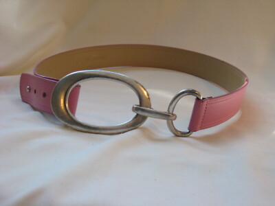 Dimensions WCM Ladies Pink Italian Leather Belt Hook Buckle  display picture 3