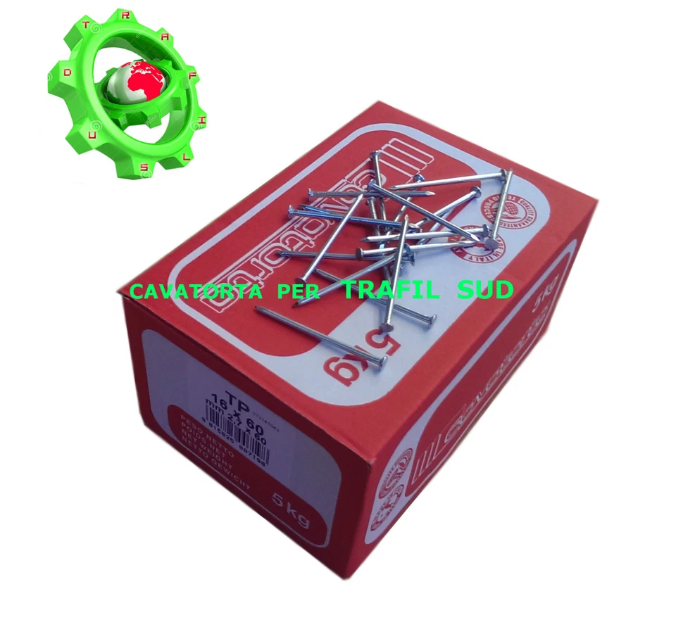 CHIODI PER CARPENTERIA 16 X 60 TESTA PIANA PACCO KG 5 marca CAVATORTA