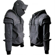 Medieval Vintage Warrior Soldier Knight Mask Armor Knee Sweater Jacket Hoodie