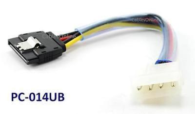 6in 15-Pin SATA to 4-Pin Molex Internal Power Cable w/ Metal Latch, UV Sensitive