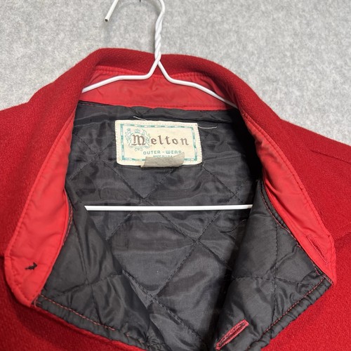 Vintage MELTON Outer-Wear Red Wool Coat Insulated Quilted Jacket Size Large - Picture 12 of 12